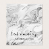 Zwarte en witte marmer Hair en Makeup Visitekaartje (Buitenkant ongevouwen)