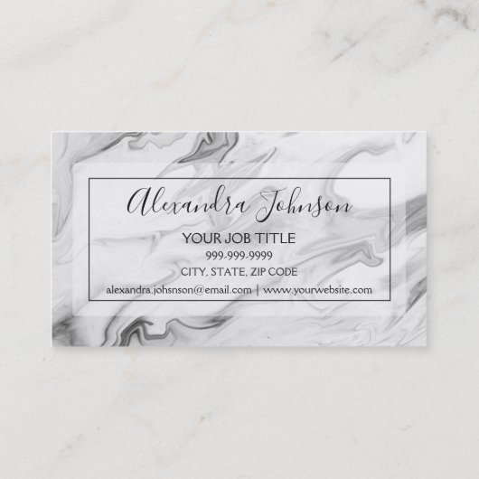 Zwarte en witte marmer Hair en Makeup Visitekaartje (Achterkant)