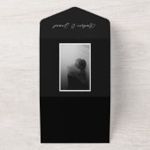 Zwarte en witte marmer-kalligrafie all in one uitnodiging (Buitenkant)