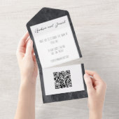 Zwarte en witte marmer-kalligrafie all in one uitnodiging (Afscheurbaar)