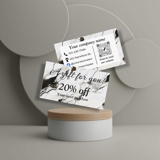 Zwarte en witte marmer kortingskaartje