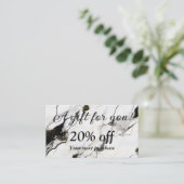 Zwarte en witte marmer kortingskaartje (Staand voorkant)
