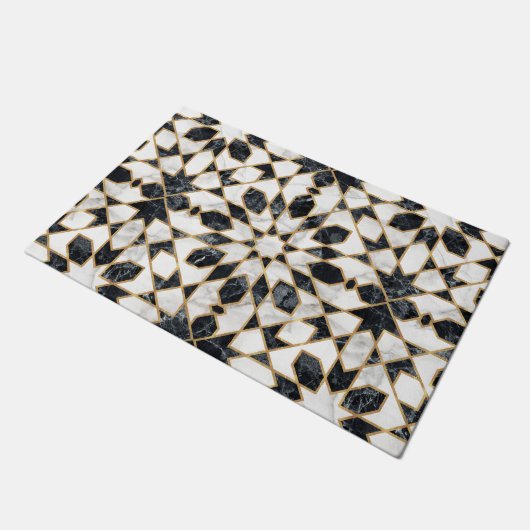 Zwarte en witte marmer Marokkaanse mozaïek Deurmat (Schuin)