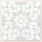 Zwarte en witte marmer Marokkaanse mozaïek Glazen Onderzetter (Achterkant)