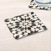 Zwarte en witte marmer Marokkaanse mozaïek Kartonnen Onderzetters (Schuin)