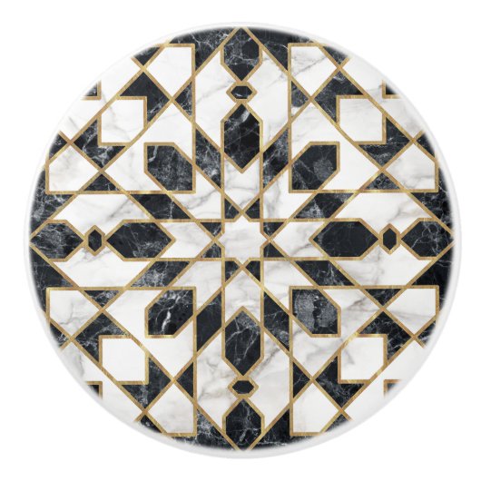 Zwarte en witte marmer Marokkaanse mozaïek Keramische Knop (Voorkant)