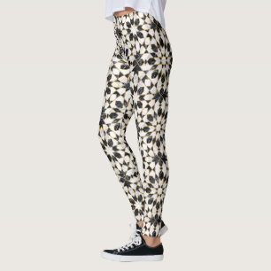 Zwarte en witte marmer Marokkaanse mozaïek Leggings