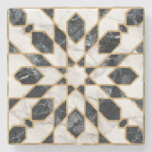 Zwarte en witte marmer Marokkaanse mozaïek Stenen Onderzetter (Voorkant)
