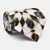 Zwarte en witte marmer Marokkaanse mozaïek Stropdas (Opgerold)