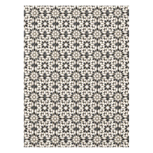 Zwarte en witte marmer Marokkaanse mozaïek Tafelkleed (Voorkant)