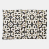 Zwarte en witte marmer Marokkaanse mozaïek Theedoek (Horizontaal)