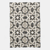 Zwarte en witte marmer Marokkaanse mozaïek Theedoek (Verticaal)