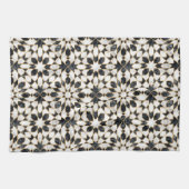 Zwarte en witte marmer Marokkaanse mozaïek Theedoek (Horizontaal)