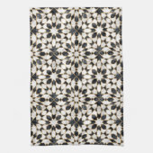 Zwarte en witte marmer Marokkaanse mozaïek Theedoek (Verticaal)