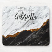 Zwarte en witte marmer muismat (Voorkant)