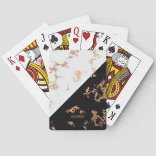 Zwarte en witte marmer pokerkaarten
