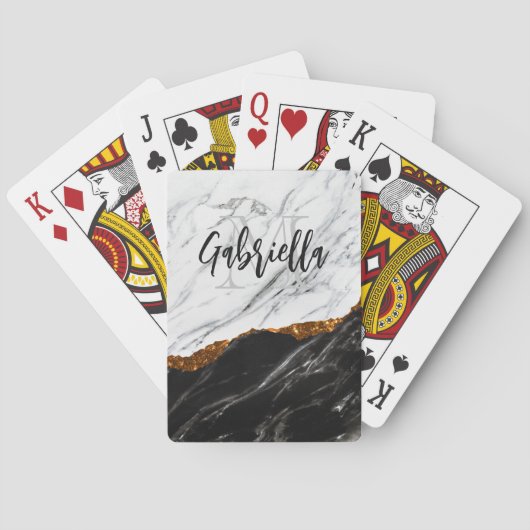 Zwarte en witte marmer pokerkaarten (Achterkant)