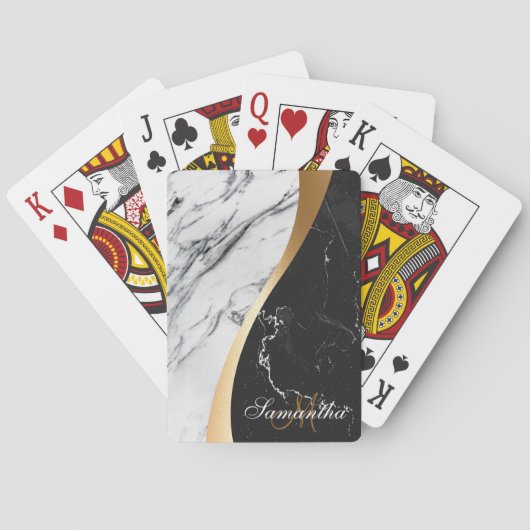 Zwarte en witte marmer pokerkaarten (Achterkant)