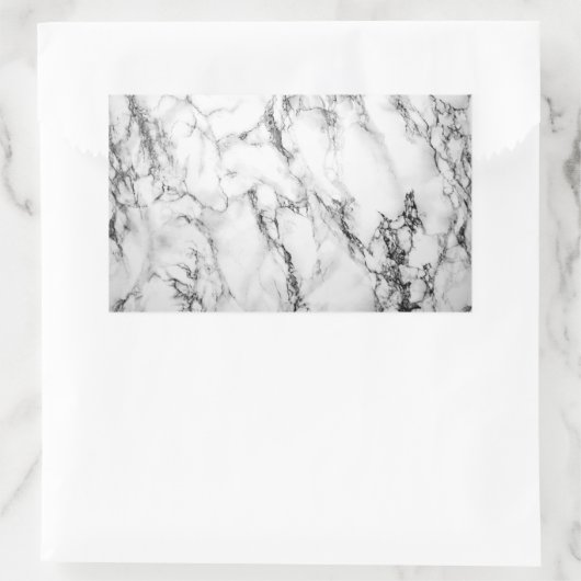 Zwarte en witte marmer rechthoekige sticker (Tas)