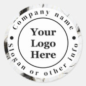 Zwarte en witte marmer ronde sticker (Voorkant)