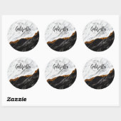Zwarte en witte marmer ronde sticker (Vel)
