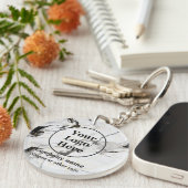 Zwarte en witte marmer sleutelhanger (Voorkant Rechts)