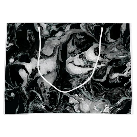 Zwarte en witte marmer textuur Vloeibare verfkunst Large Cadeautasje (Voorkant)