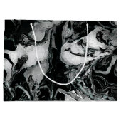 Zwarte en witte marmer textuur Vloeibare verfkunst Large Cadeautasje (Achterkant)