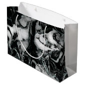 Zwarte en witte marmer textuur Vloeibare verfkunst Large Cadeautasje (Achterkant Gekanteld)