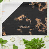 Zwarte en witte marmer theedoek (Gevouwen)