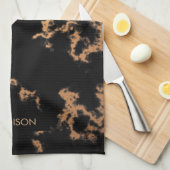Zwarte en witte marmer theedoek (Quarter Fold)