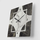 Zwarte en witte marmer vierkante klok (Hoek)