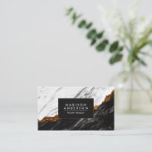Zwarte en witte marmer visitekaartje (Staand voorkant)