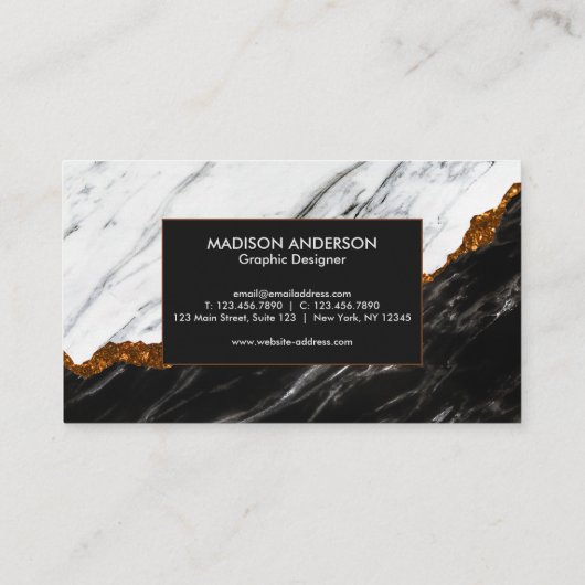 Zwarte en witte marmer visitekaartje (Achterkant)