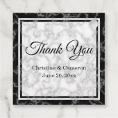 Zwarte en witte marmer Weddenschap Hartelijk dank Bedankjes Labels (Achterkant)