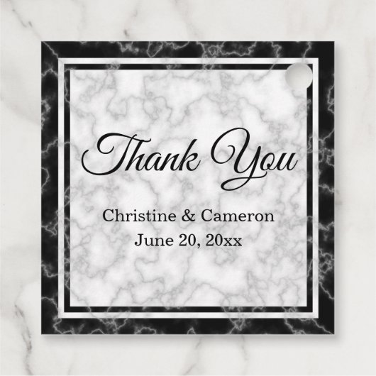 Zwarte en witte marmer Weddenschap Hartelijk dank Bedankjes Labels (Achterkant)