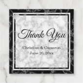 Zwarte en witte marmer Weddenschap Hartelijk dank Bedankjes Labels (Voorkant)