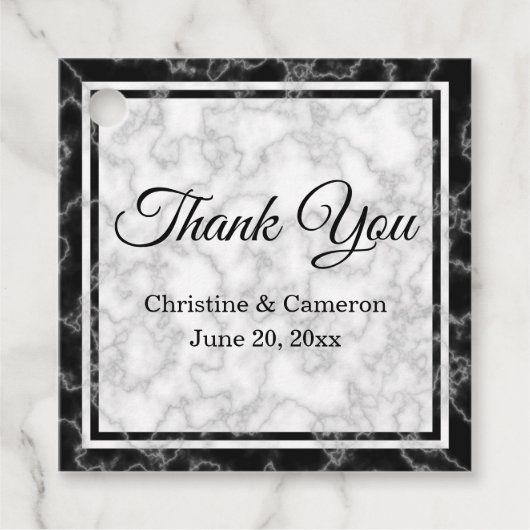 Zwarte en witte marmer Weddenschap Hartelijk dank Bedankjes Labels (Voorkant)