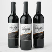 Zwarte en witte marmer wijn etiket (Flessen)