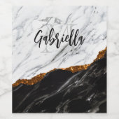 Zwarte en witte marmer wijn etiket (Enkel label)