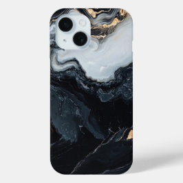 Zwarte en Witte Marmeren Hoesje voor Telefoon met