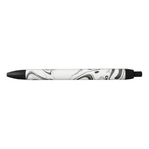 Zwarte en witte marmering b) inkt pen