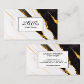 Zwarte en witte marmertextuur visitekaartje (Voorkant / Achterkant)