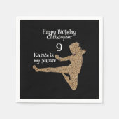 Zwarte en Witte Martial Arts Karate Verjaardag Servet (Voorkant)