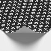 Zwarte en witte matte fleur de lis kerstmis cadeaupapier (Hoek)