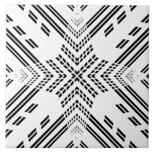 Zwarte en witte meetkundige ster tegeltje