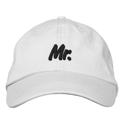 Zwarte en witte meneer schattig chic geborduurde pet (Voorkant)