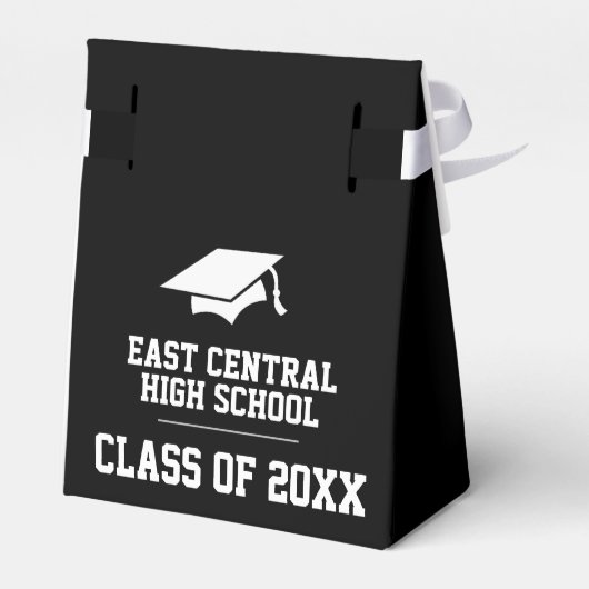 Zwarte en witte middelbare schoolverlaters bedankdoosjes (Achterkant)