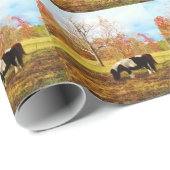 Zwarte en witte miniatuur Pony/paarden Cadeaupapier (Rol Hoek)