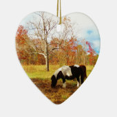 Zwarte en witte miniatuur Pony/paarden Keramisch Ornament (Rechts)